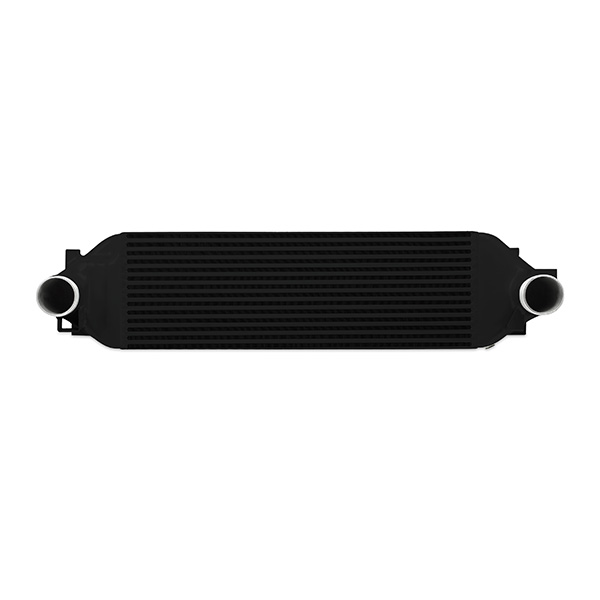 Mishimoto intercooler mounted in the stock location on a 2016-2018 Focus RS engine bay