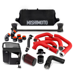Mishimoto Performance Front-Mount Intercooler Kit with black core and red pipes for 2022+ Subaru WRX