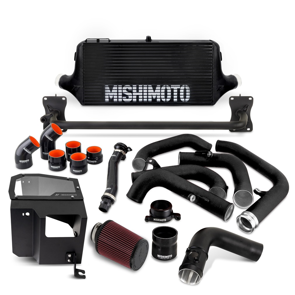Bumper support bar with factory tow hook mounting included in Mishimoto WRX intercooler kit