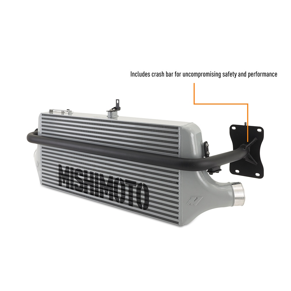 Washer fluid fill neck relocation kit included with Mishimoto Subaru WRX intercooler