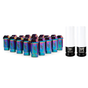 Mishimoto Aluminum Locking Lug Nuts in Neochrome finish for 1/2-in x 20 wheel studs
