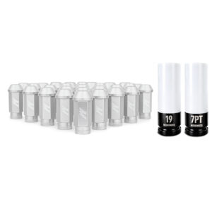 Mishimoto MMLG-15-27LSL aluminum locking lug nut kit for Ford Bronco in silver anodized finish