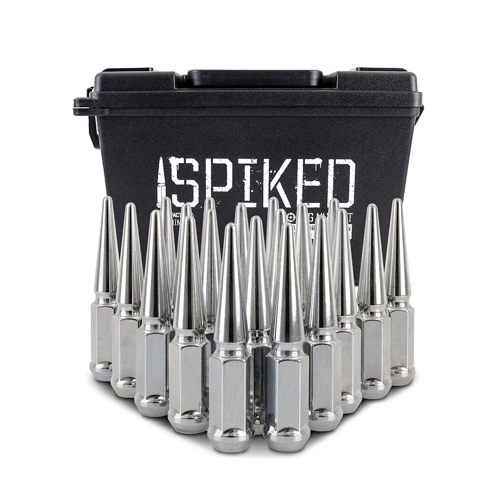 Ammo can-style storage container included with Mishimoto spiked lug nut kit