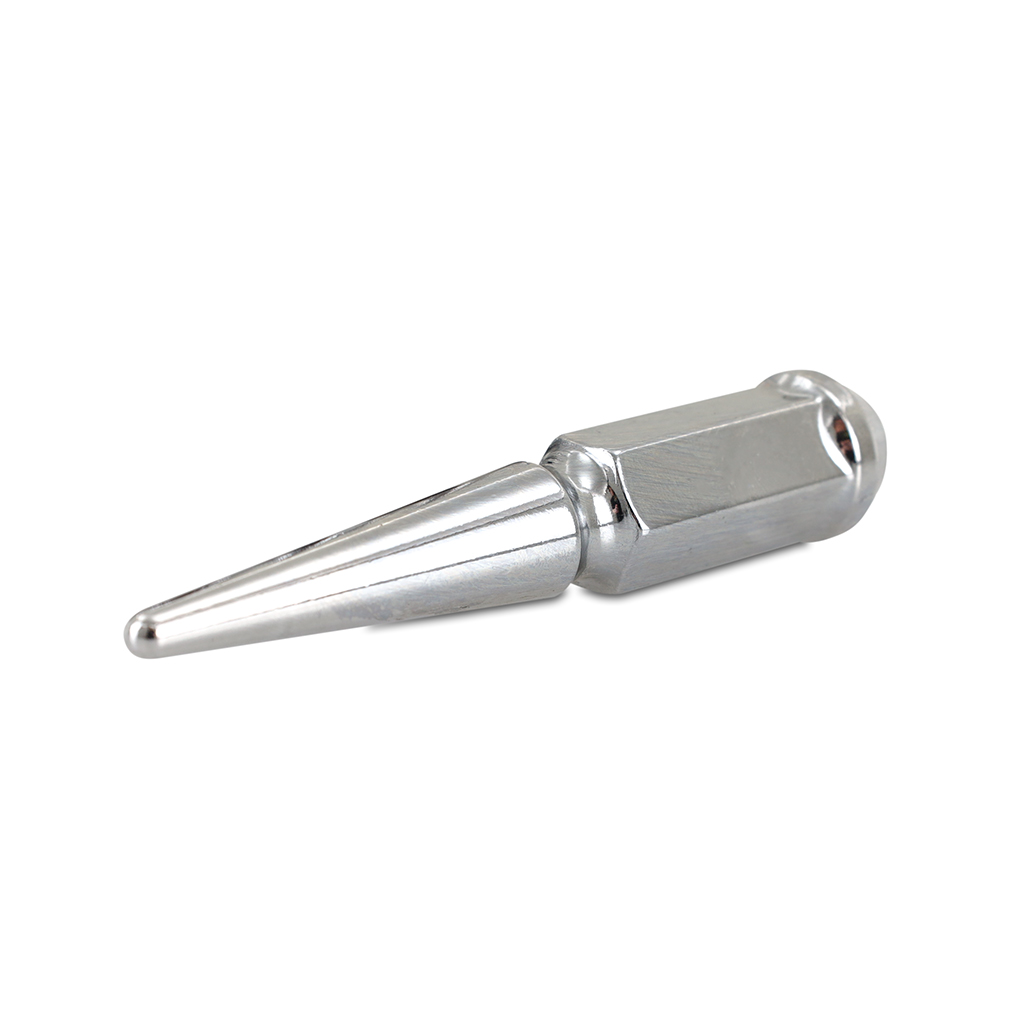 Close-up of cold-forged carbon steel construction on Mishimoto spiked lug nuts