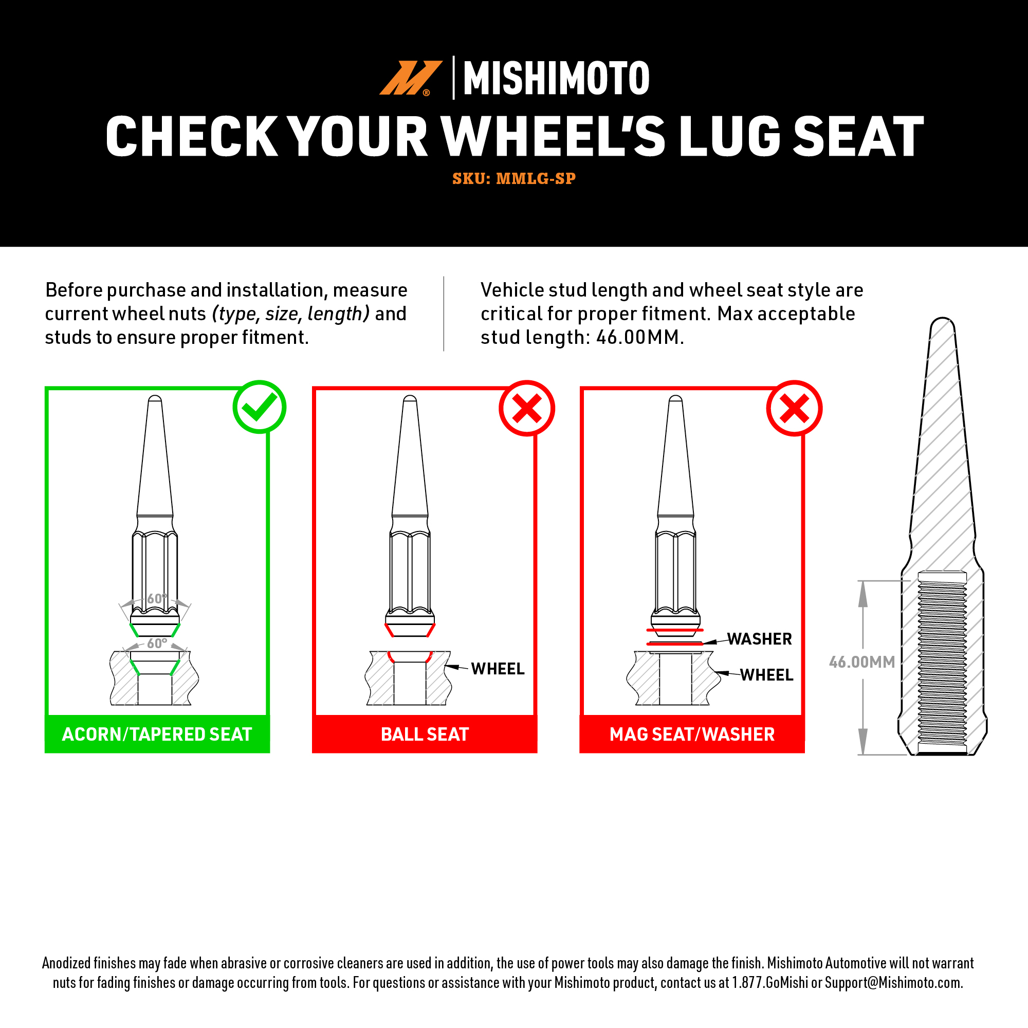 Mishimoto blue spiked lug nuts with 4-inch spike design for aggressive wheel style