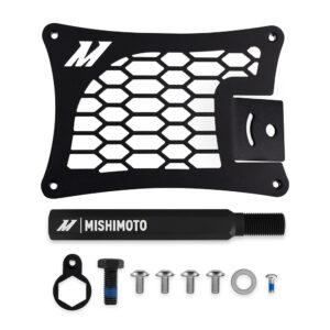 Mishimoto license plate relocation kit mounted to BMW G8X M3/M4 front tow hook location