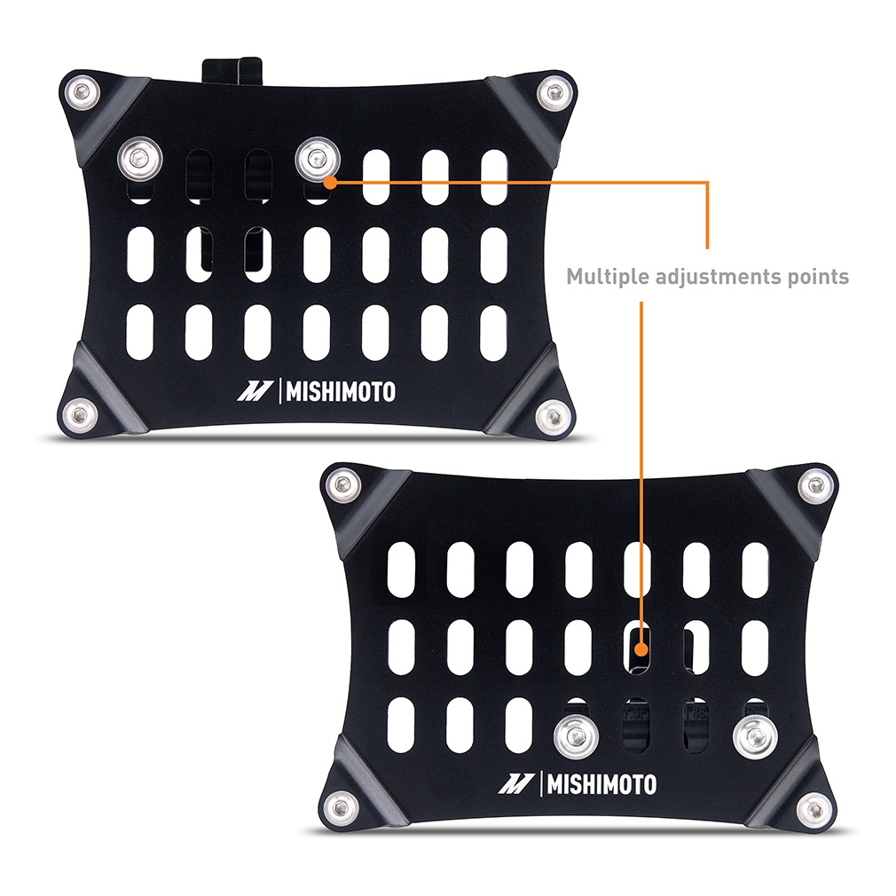 Close-up of stainless-steel hardware included with the Mishimoto Mustang license plate relocation kit