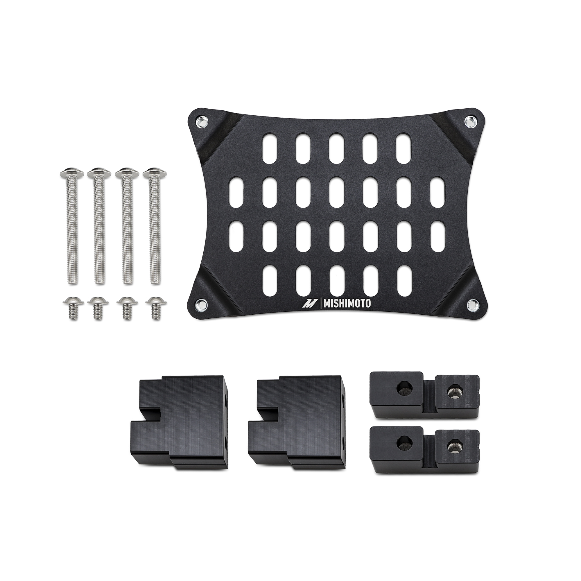 Mishimoto black powder-coated aluminum license plate relocation bracket for 2016-2023 Toyota Tacoma