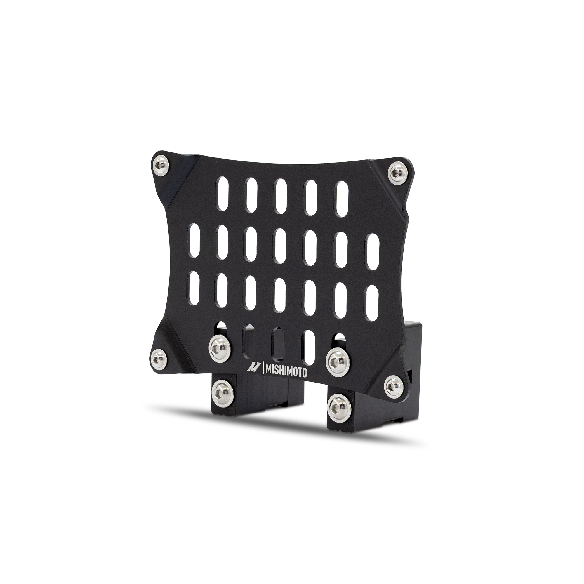 Stainless-steel mounting hardware and Mishimoto license plate frame included with relocation kit