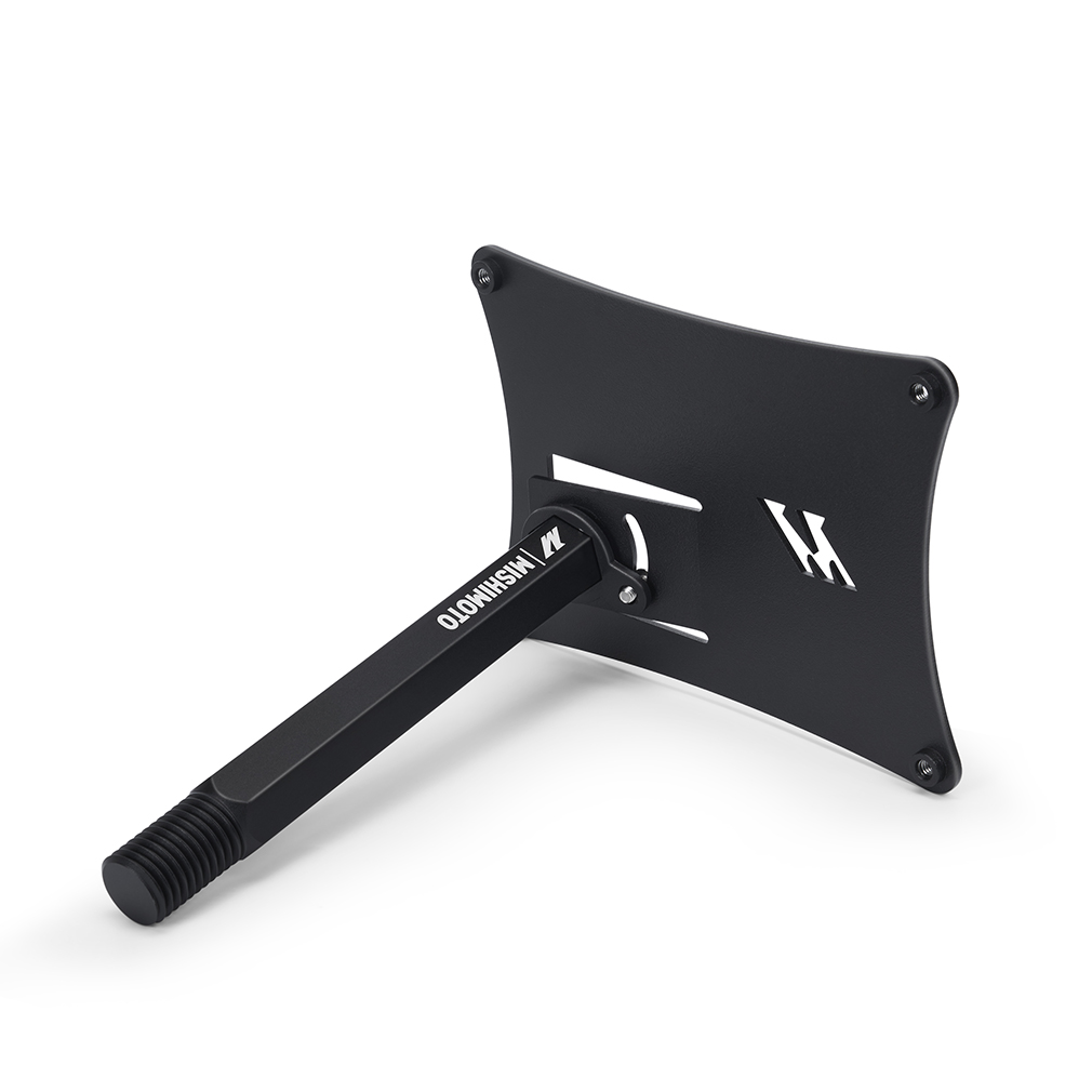 Close-up of black anodized and powder coated finish on Mishimoto Nissan Z license plate bracket