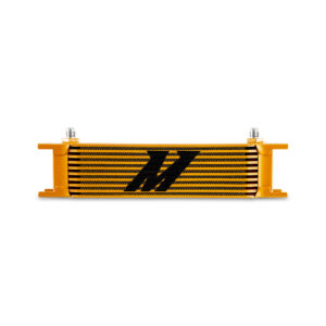 Mishimoto MMOC-10-6GD 10-row stacked plate fluid cooler in gold powder-coated finish