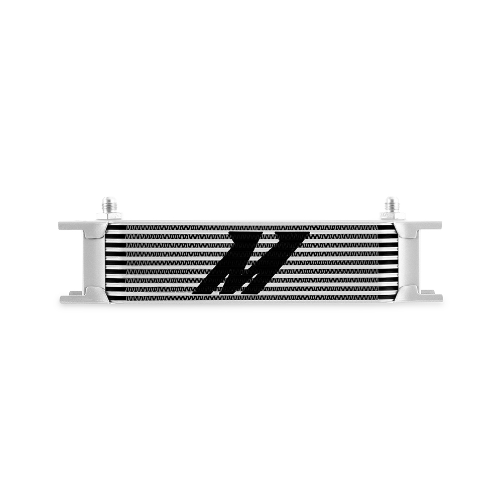 Mishimoto MMOC-10-6SL 10-row stacked plate fluid cooler in silver with brazed -6AN fittings
