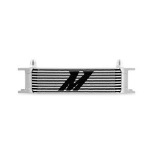 Mishimoto MMOC-10-8SL 10-row stacked plate fluid cooler in silver finish with -8AN fittings