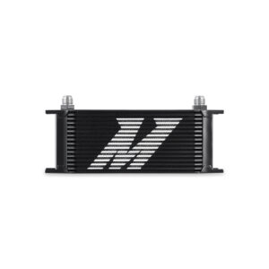 Mishimoto MMOC-16BK 16-row stacked-plate oil cooler in black anodized finish