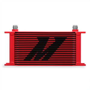 Mishimoto MMOC-19RD 19 Row Oil Cooler Kit in red anodized finish, front view