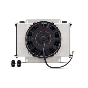 Mishimoto MMOC-25-K universal 25-row aluminum oil cooler kit with attached 8-inch slim fan