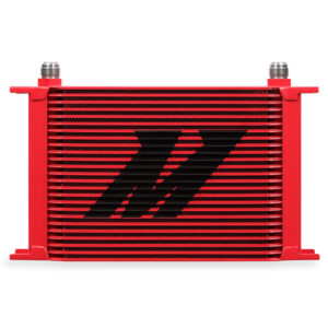 Mishimoto 25-Row Oil Cooler Kit MMOC-25RD in red anodized finish with bar-and-plate core