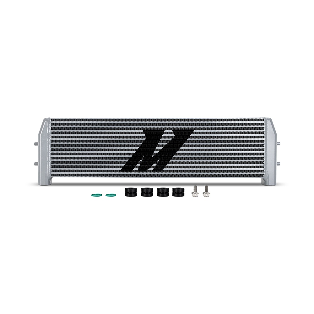 Mishimoto MMOC-F10-12SL performance oil cooler with silver powder-coated bar-and-plate core for BMW S63 engines