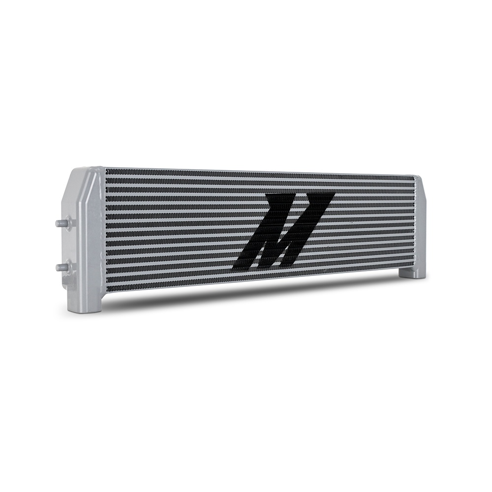 CNC-machined billet-aluminum end tanks TIG-welded to Mishimoto oil cooler core for BMW M5 and M6