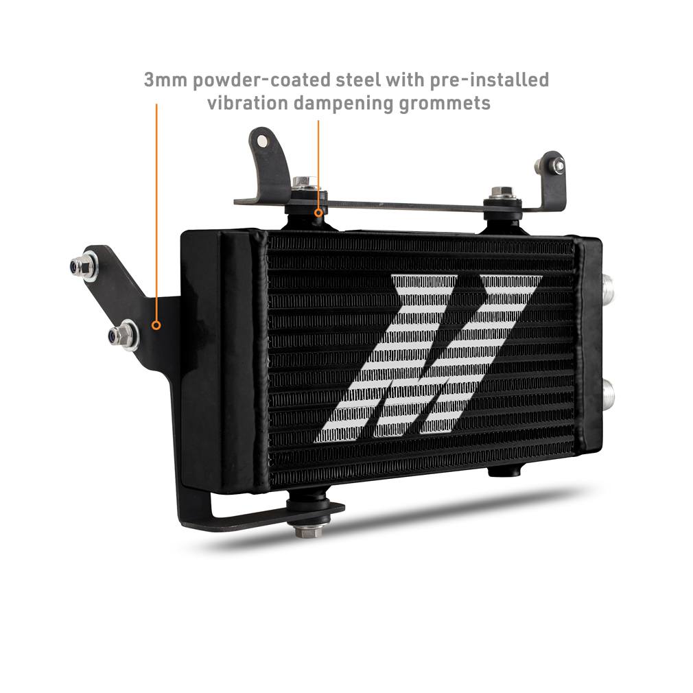 Pre-assembled -10AN nylon-sheathed braided stainless-steel lines included with Mishimoto GR Corolla oil cooler kit