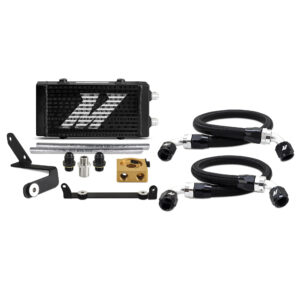 Mishimoto 14-row dual-pass bar-and-plate oil cooler kit for 2023+ Toyota GR Corolla in black anodized finish