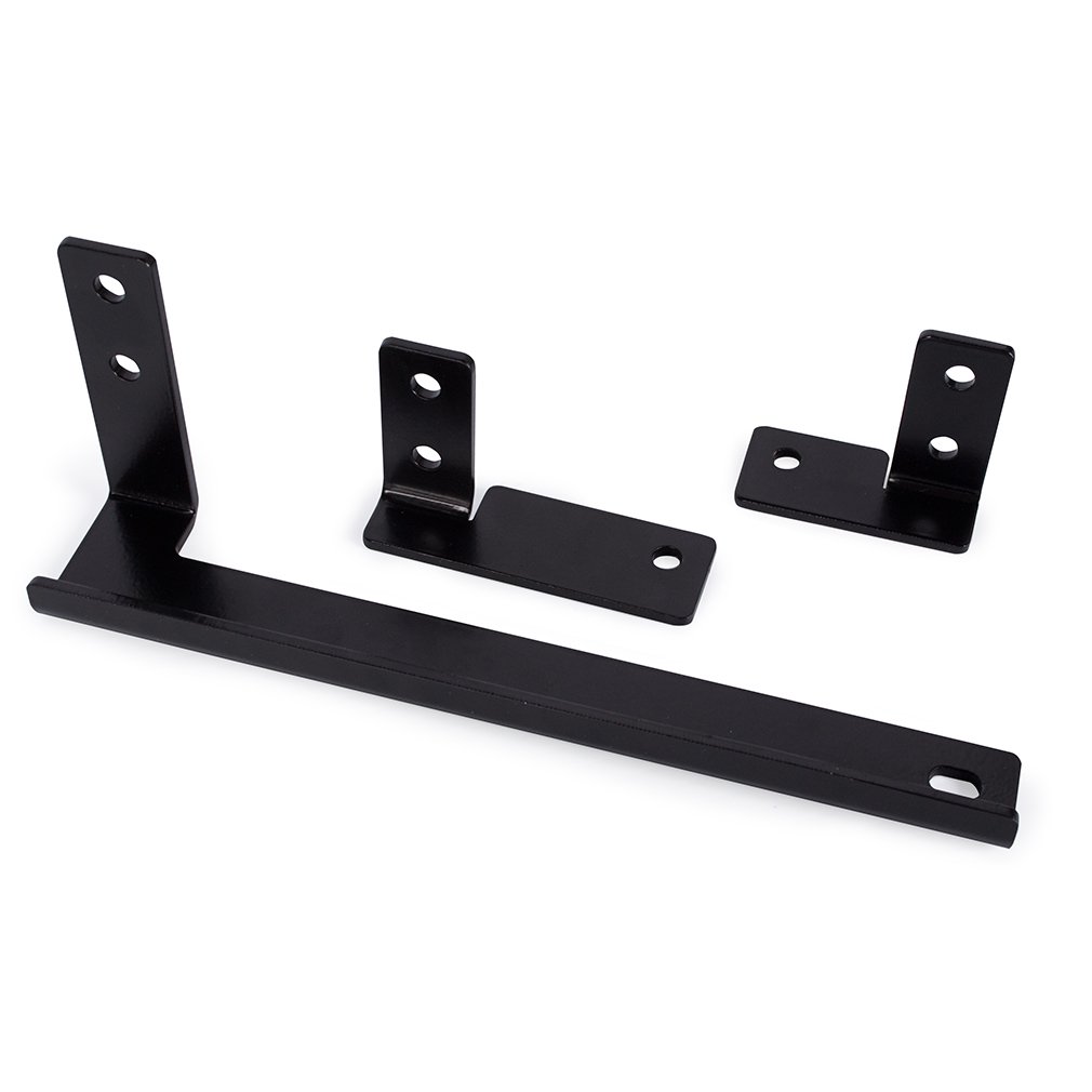 Application-specific aluminum brackets mounting Mishimoto oil cooler in front of Miata radiator