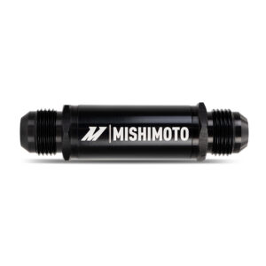 Mishimoto -10AN In-Line Pre-Filter MMOC-PF-10 with black anodized finish and AN flare fittings
