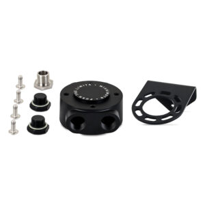 Mishimoto Remote Oil Filter Relocation Mount MMOC-RFH-34BK in black anodized billet aluminum finish