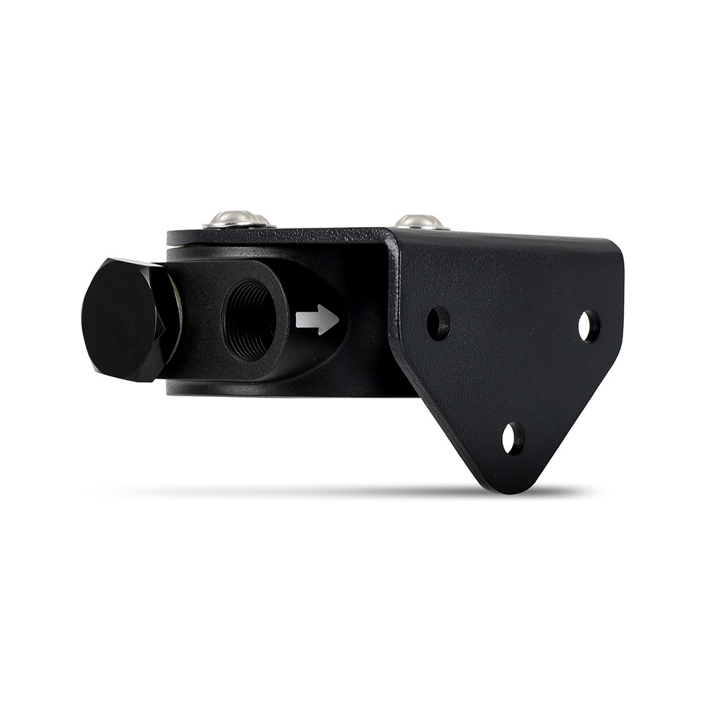 4mm-thick adjustable steel mounting bracket on the Mishimoto oil filter relocation kit