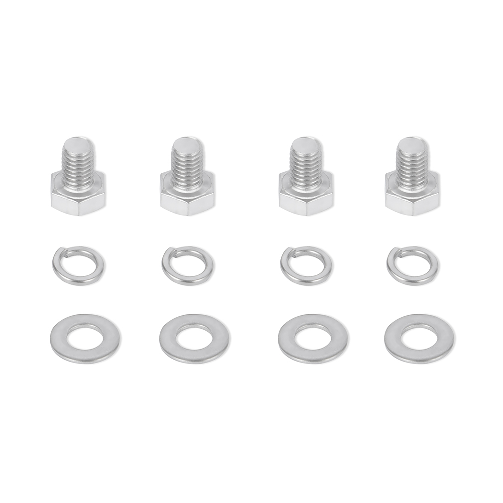 Mishimoto oil cooler kit hardware including M8x1.25 bolts, flat washers, and locking washers