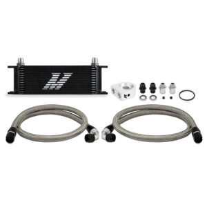 Mishimoto MMOC-U13BK black anodized 13-row stacked plate universal oil cooler kit