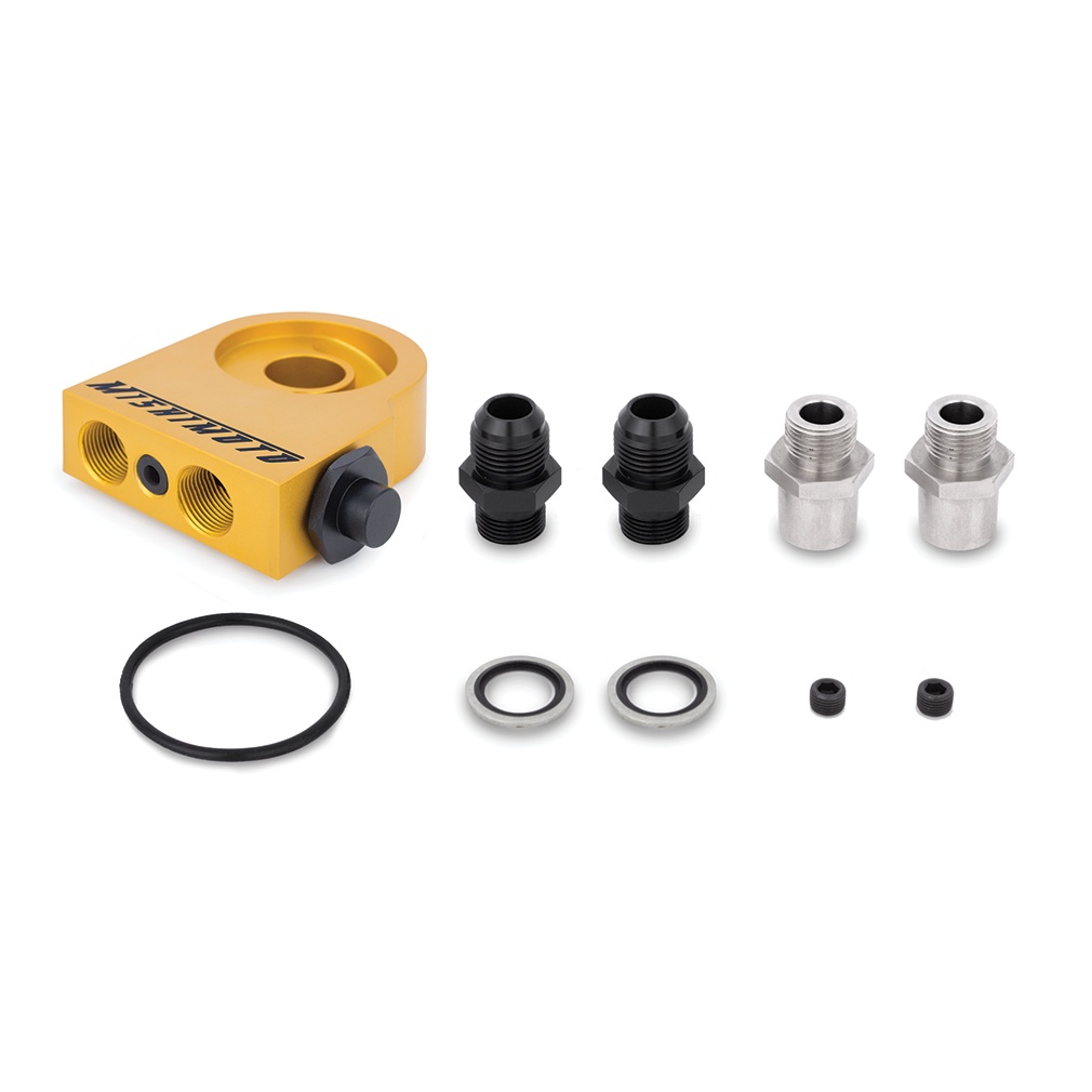 Pre-assembled stainless steel braided oil lines with -10AN fittings and dowty seals from Mishimoto oil cooler kit