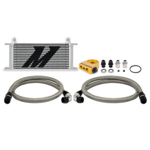 Mishimoto MMOC-U16TSL universal 16-row silver oil cooler kit with thermostatic sandwich plate