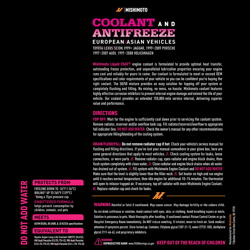 Liquid Chill coolant for vehicle maintenance
