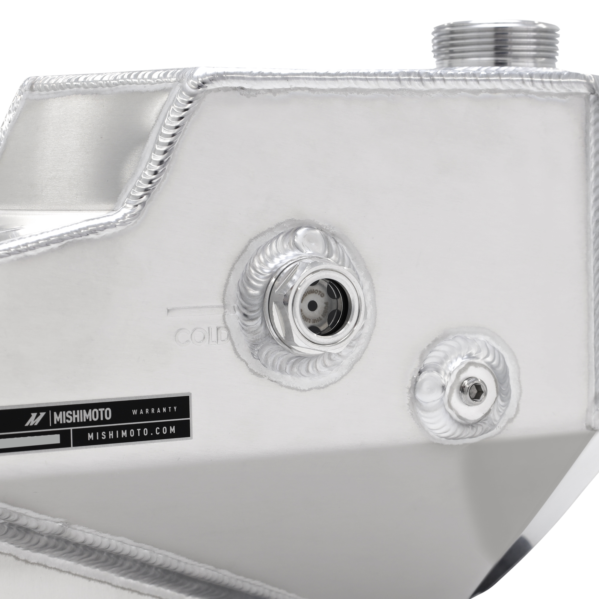 Mishimoto natural finish aluminum degas tank for Ford 6.4L Powerstroke Super Duty