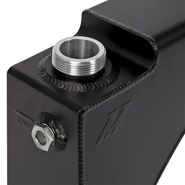 Natural finish Mishimoto aluminum expansion tank showing 1/8-in NPT port