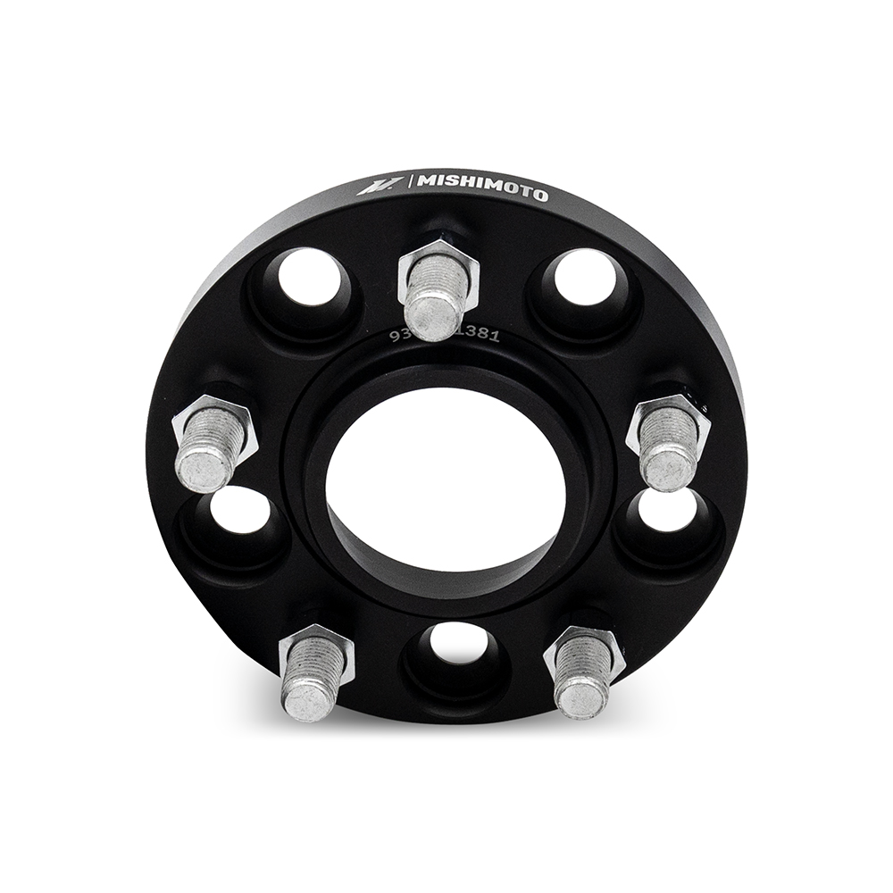 Black anodized 6061-T6 aluminum wheel spacers with pre-installed grade-12.9 steel studs