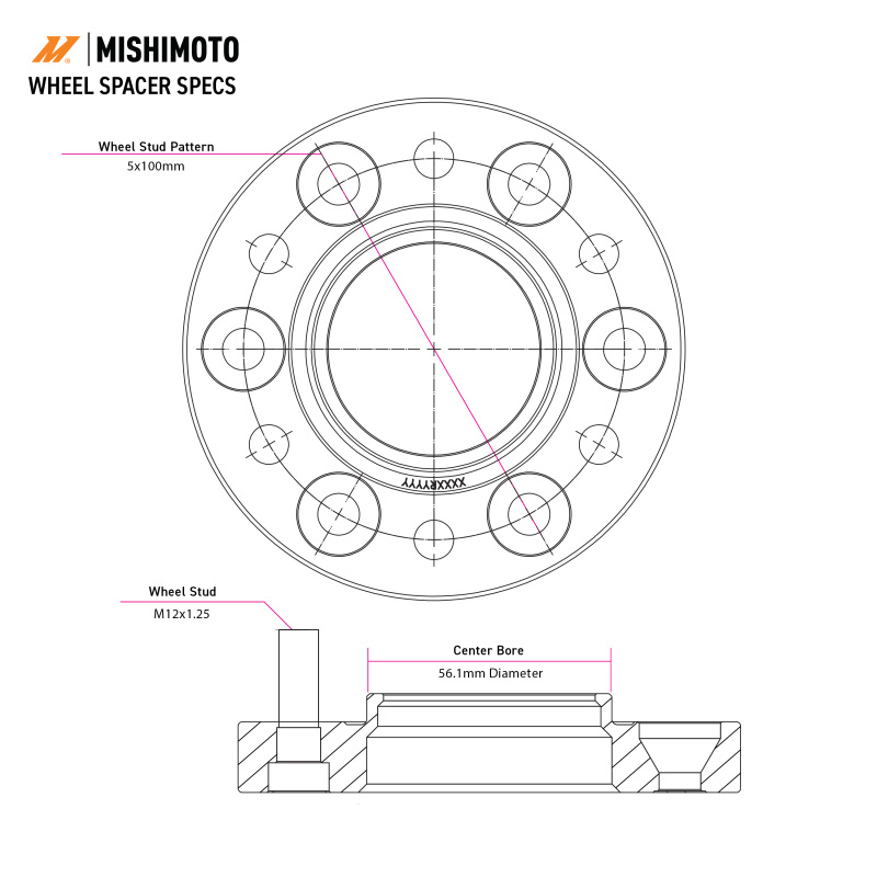 Mishimoto Wheel and Tire Accessories spacer, part number MMWS-006-350BK, 35mm black spacer