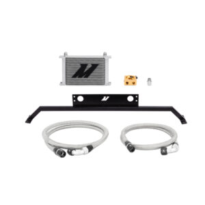 Mishimoto MMOC-MUS-11T silver anodized oil cooler kit for 2011-2014 Ford Mustang GT 5.0L Coyote