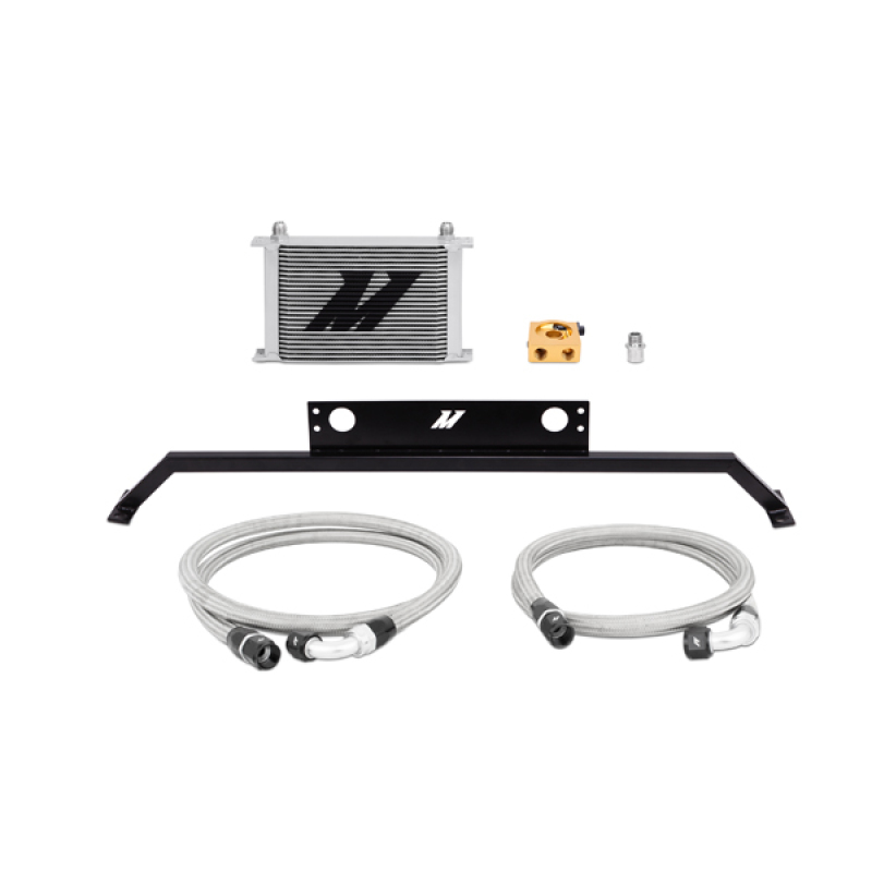 Mishimoto MMOC-MUS-11T silver anodized oil cooler kit for 2011-2014 Ford Mustang GT 5.0L Coyote