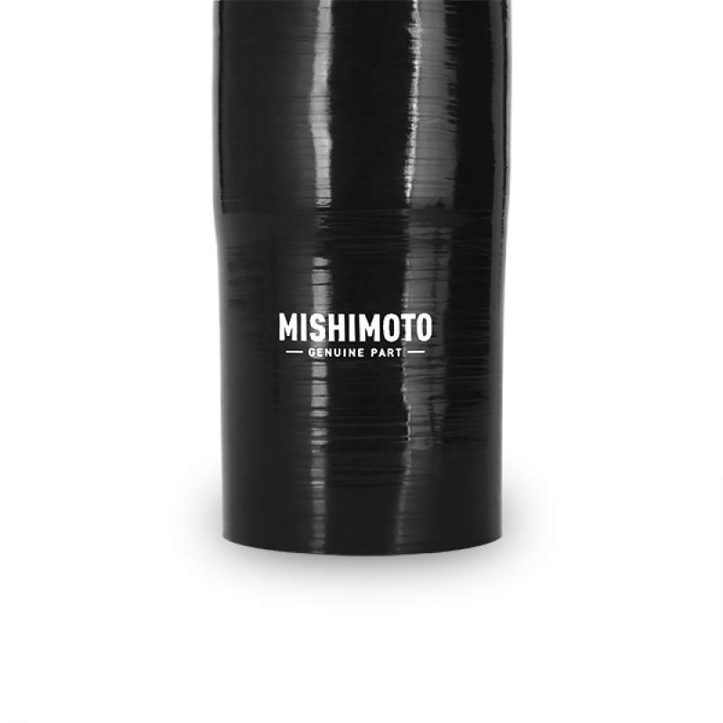 One-piece Mishimoto silicone intercooler pipe designed to eliminate boost-leak-prone couplers