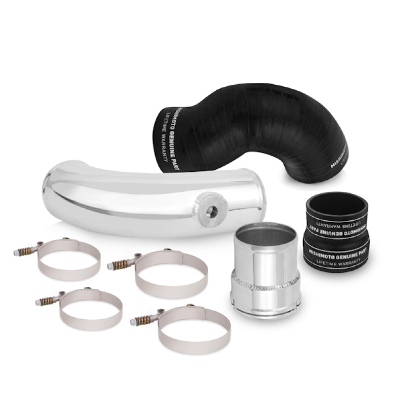 Mishimoto MMICP-F2D-17CBK polished aluminum cold-side intercooler pipe for 2017+ Ford 6.7L Powerstroke