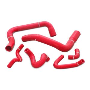 Mishimoto red silicone radiator hose kit for 1986-1993 Ford Mustang GT and Cobra models