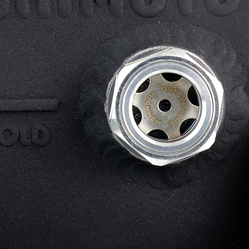 Durable aluminum construction of Mishimoto coolant expansion tank