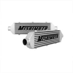 Mishimoto MMINT-UZ silver aluminum bar-and-plate front-mount intercooler with TIG-welded end tanks