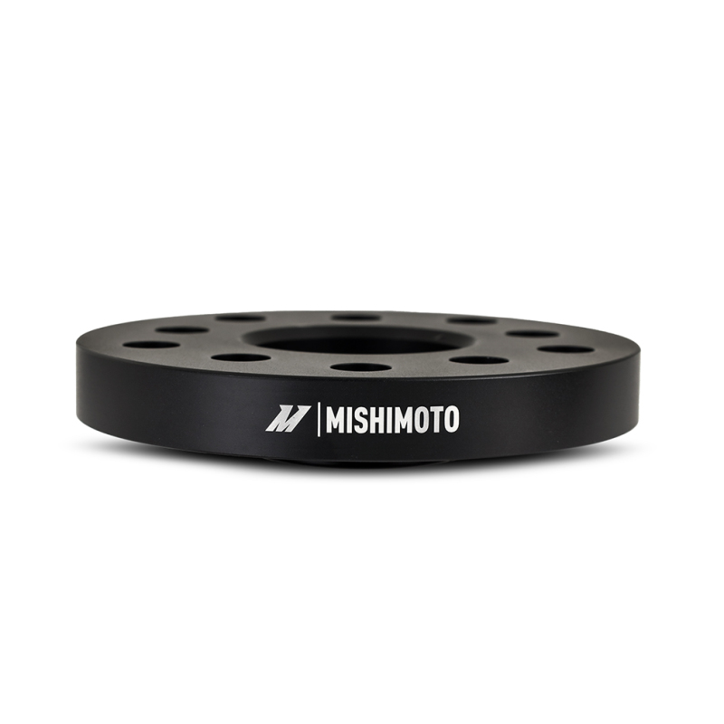 Mishimoto 20mm wheel spacer showing M14x1.5 thread and 57.1mm center bore