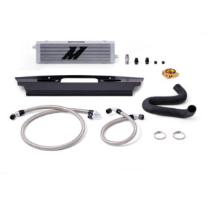 Mishimoto oil cooler kit for 2015-2017 Ford Mustang GT (LHD) with bar-and-plate cooler and -10AN braided lines
