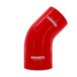 Mishimoto 45-Degree Silicone Transition Coupler in red, 3.50-in to 4.00-in, MPN MMCP-R45-3540RD