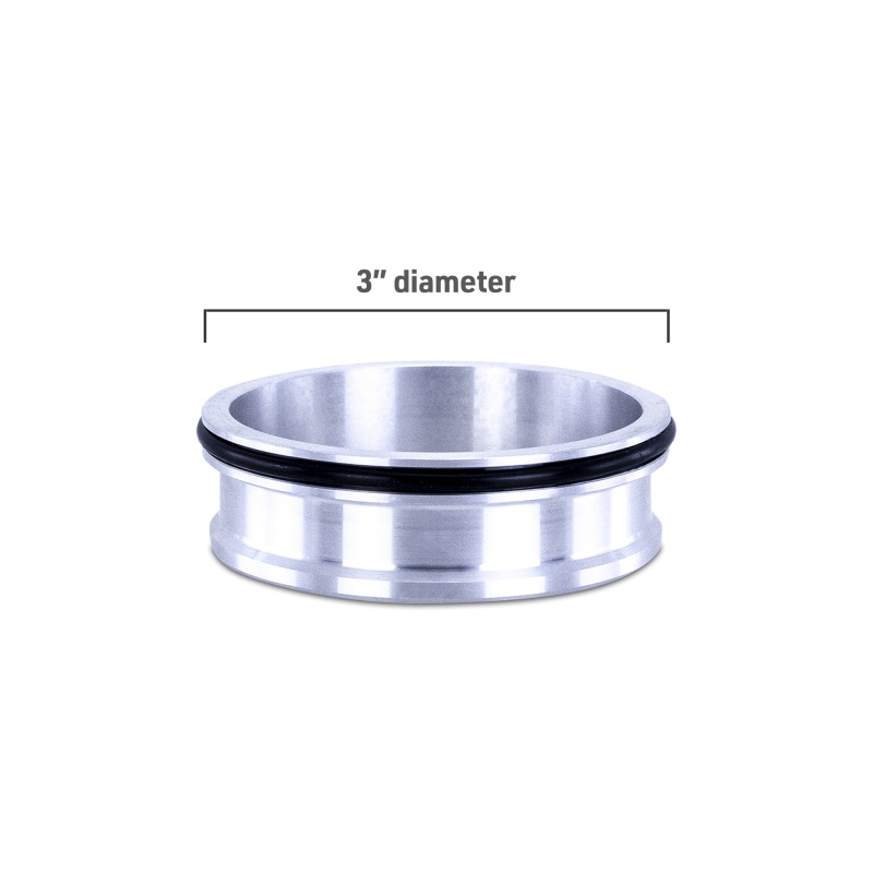 Mishimoto Quick Release Clamp Weld Ferrule shown in 2.5-inch and 3-inch diameter options