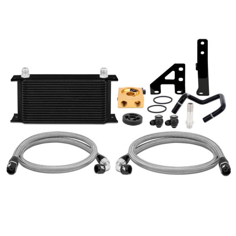 Stainless steel braided -10AN oil lines included in Mishimoto WRX oil cooler kit